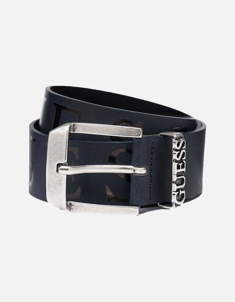 Logo Leather Belt  - Navy M0GZ56L0NN0