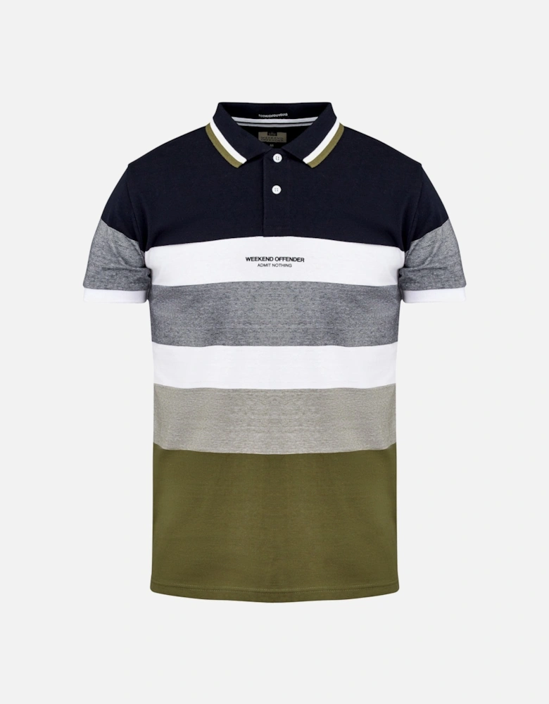 Rochelle Short Sleeve Striped Polo Shirt | Navy