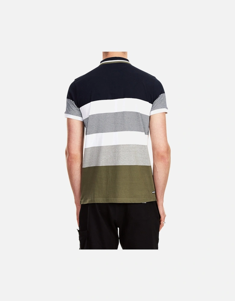 Rochelle Short Sleeve Striped Polo Shirt | Navy