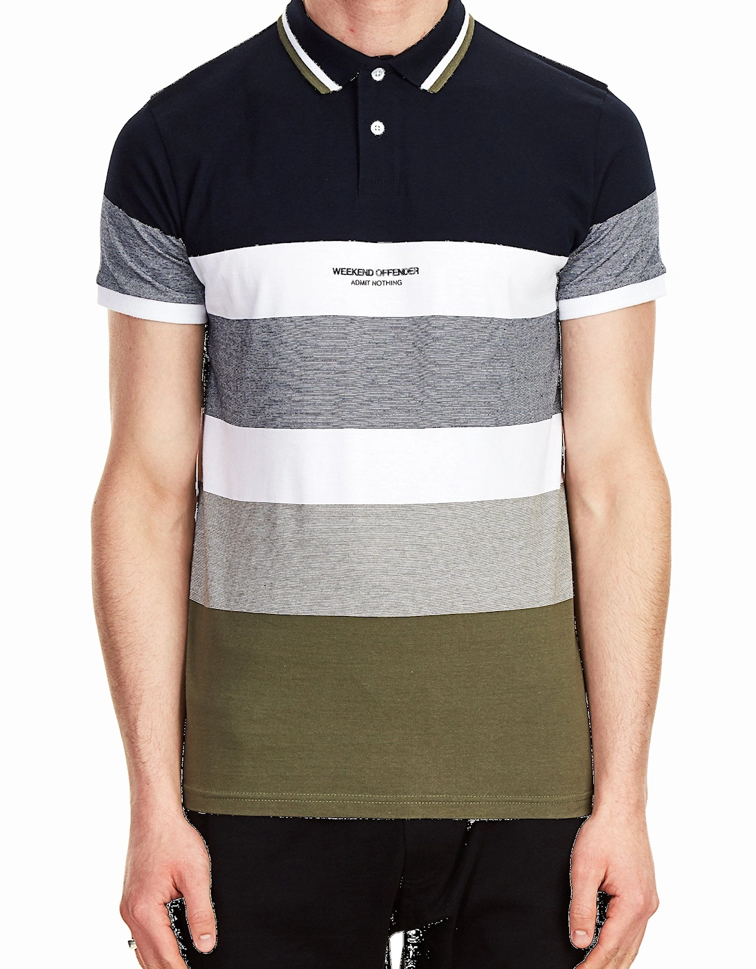 Rochelle Short Sleeve Striped Polo Shirt | Navy