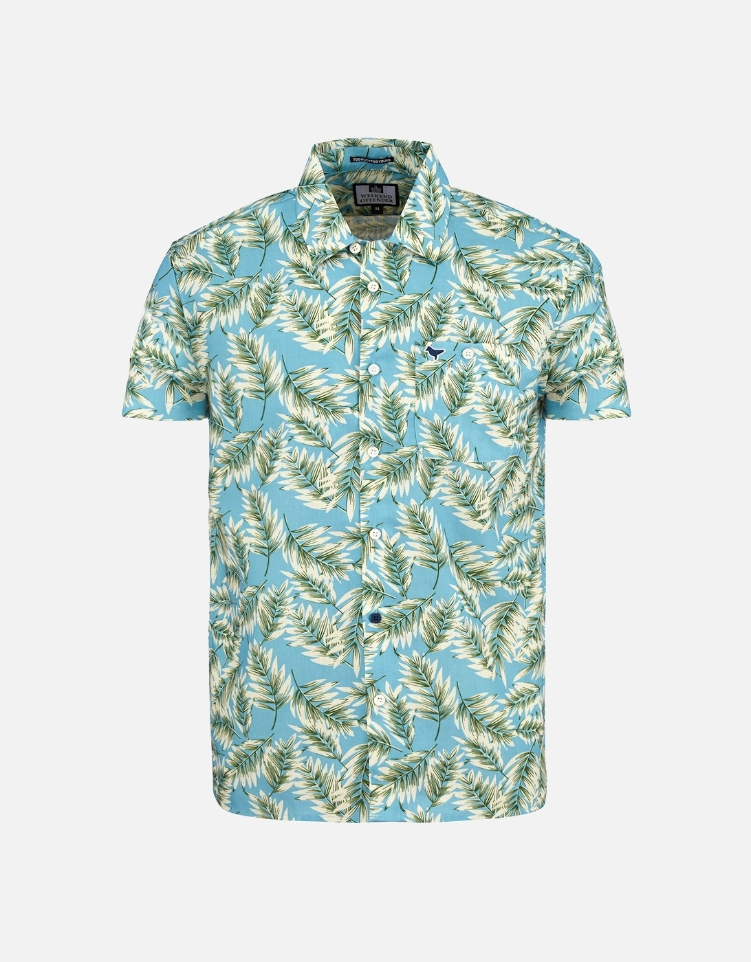 Palm Leaf Short Sleeve Cotton Shirt | Blue Leaf, 5 of 4