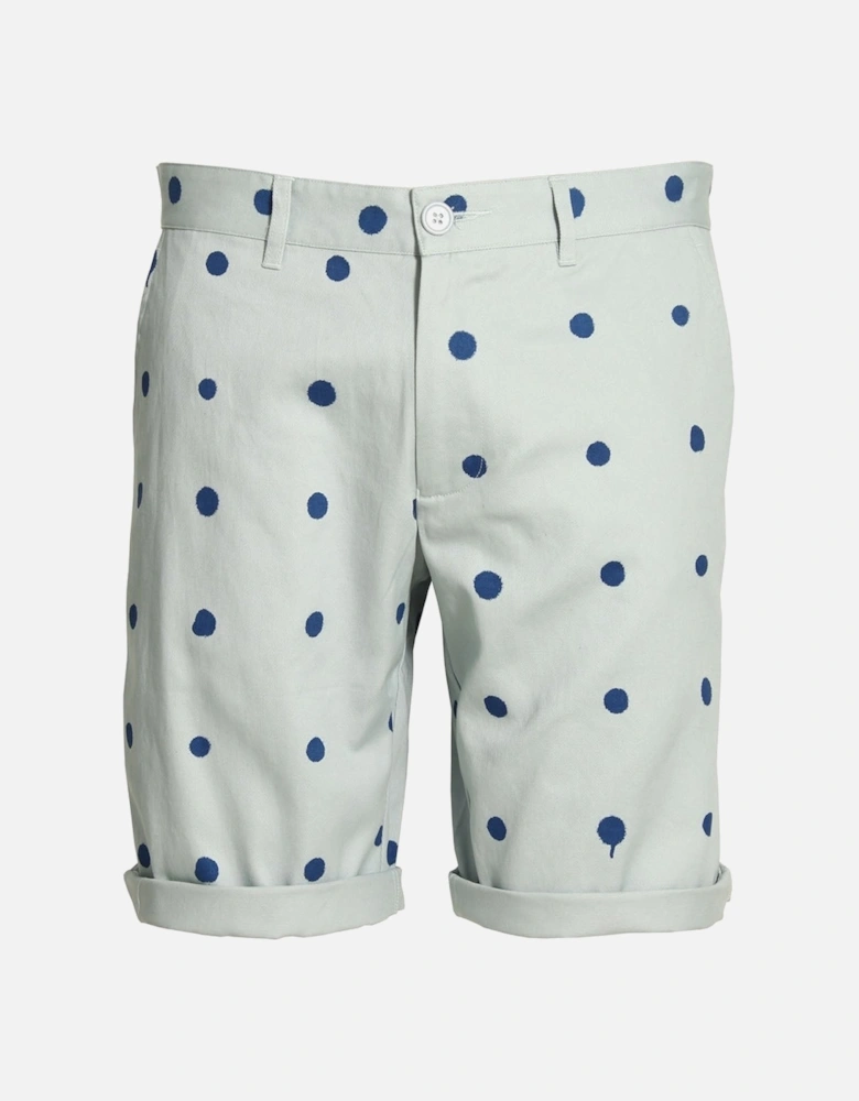 Polka Dot Cotton Twill Shorts | Blue