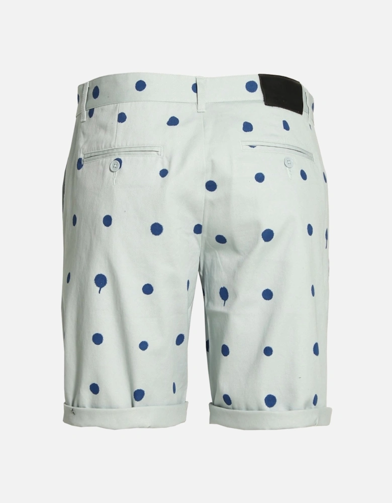 Polka Dot Cotton Twill Shorts | Blue