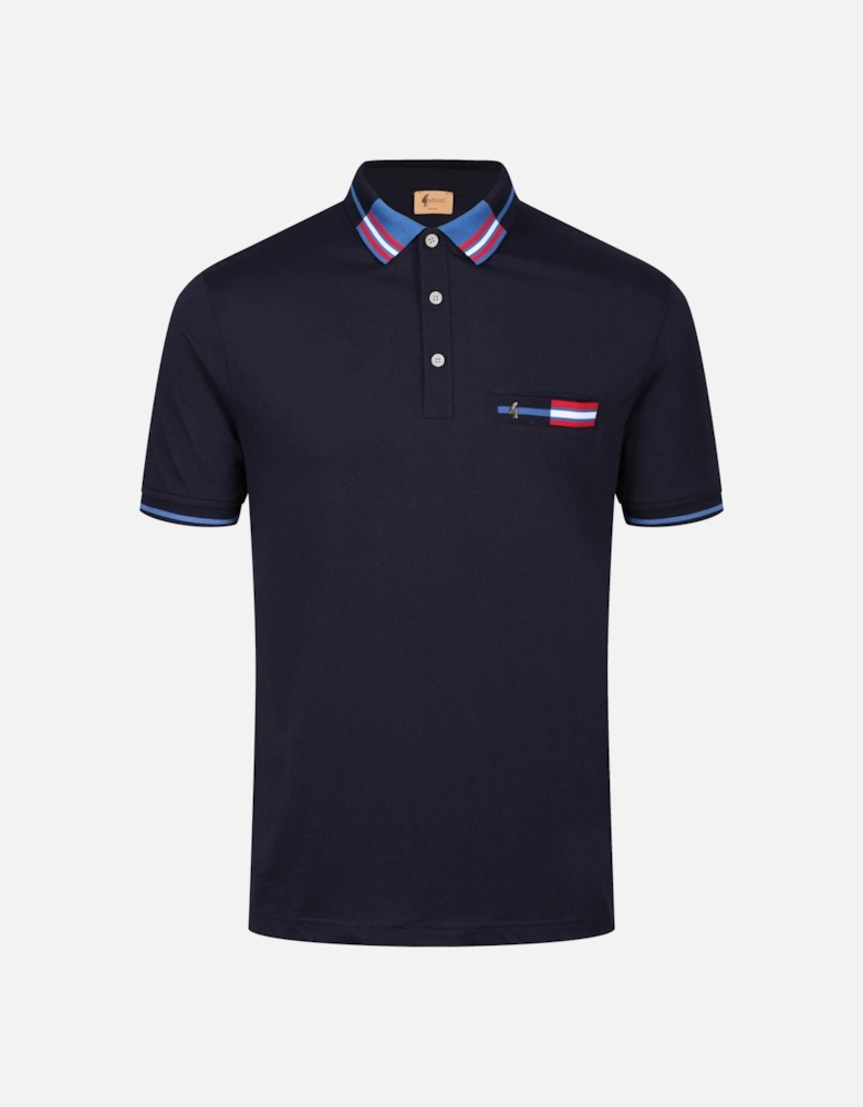 Boundary Jaquard Collar Polo Shirt | Navy