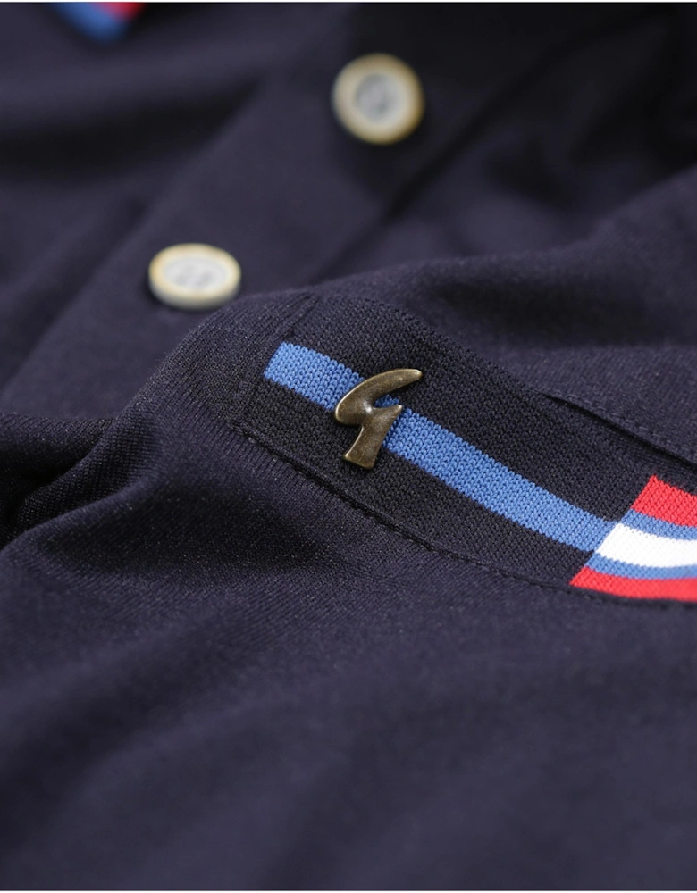 Boundary Jaquard Collar Polo Shirt | Navy