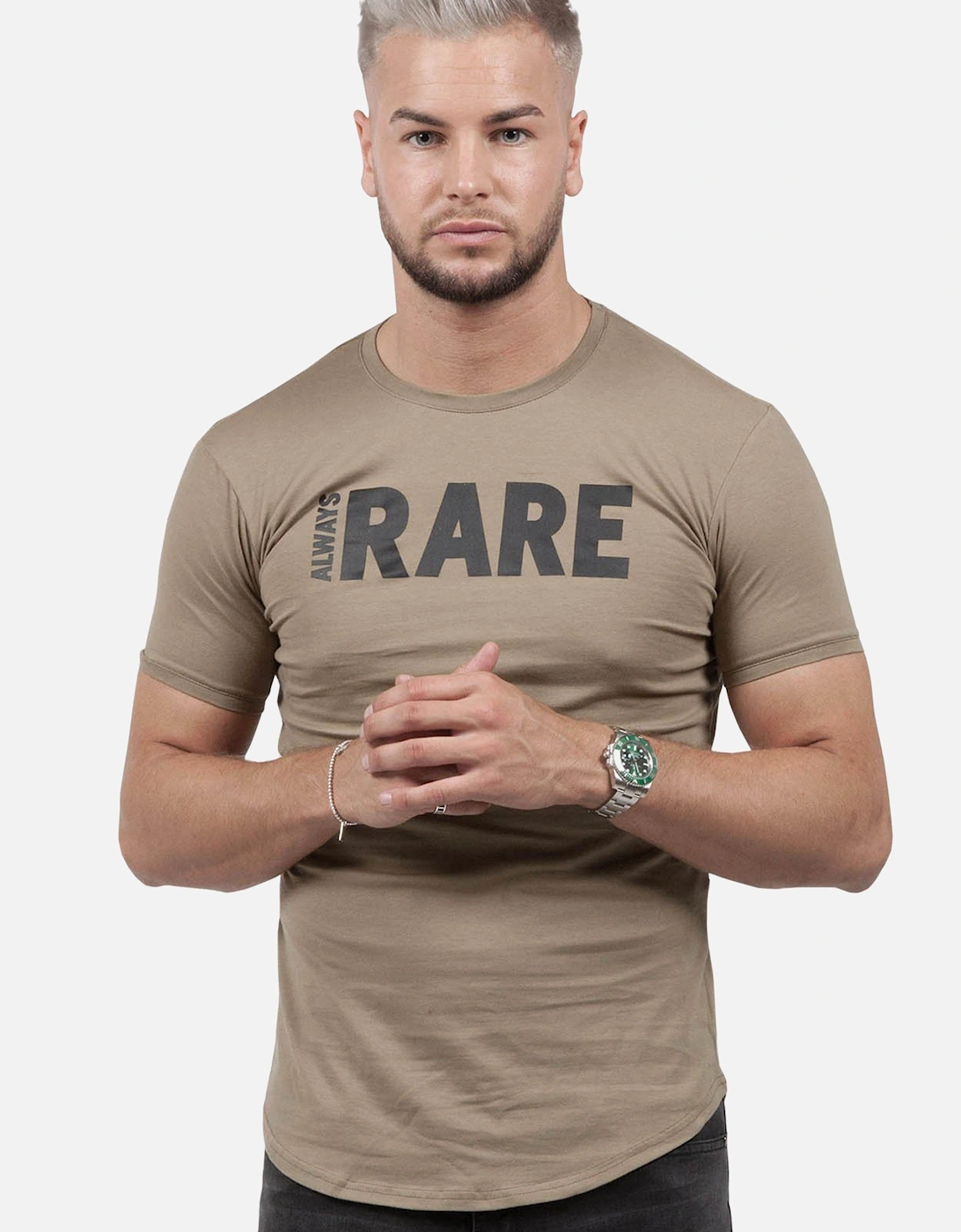 Always Rare Men's Logo T-Shirt | Khaki - Green - Size: 38/Regular