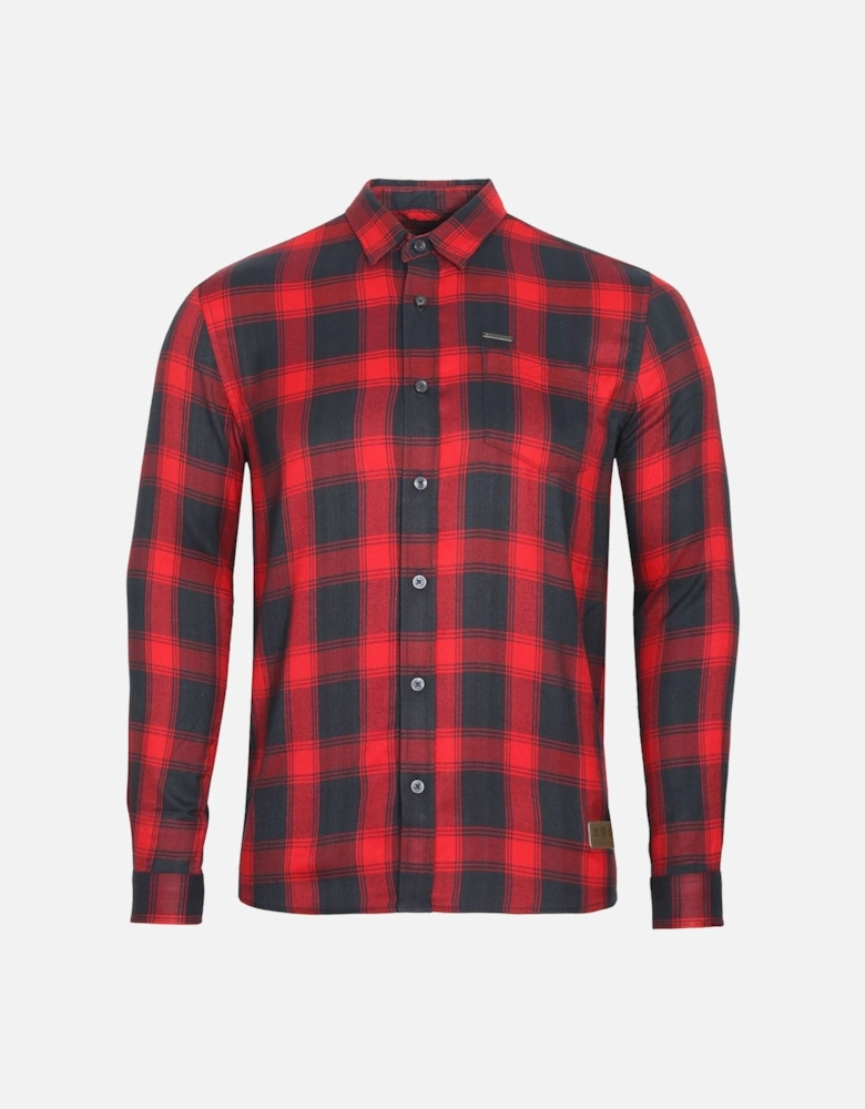 Leopard Long Sleeve Check Shirt | Red Navy