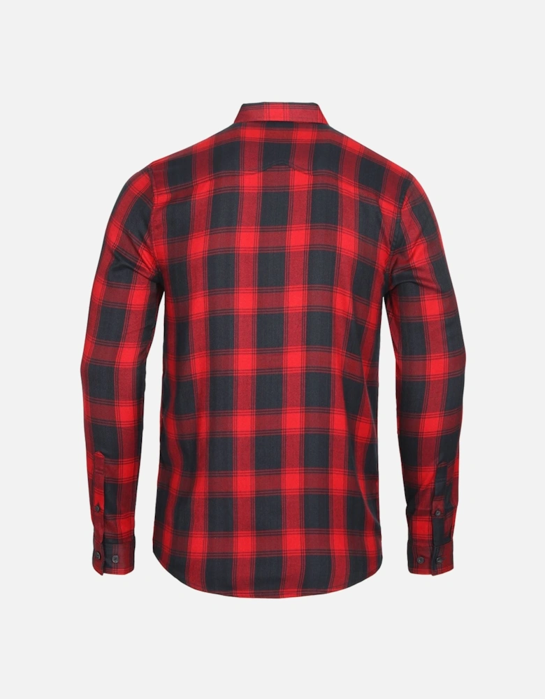 Leopard Long Sleeve Check Shirt | Red Navy