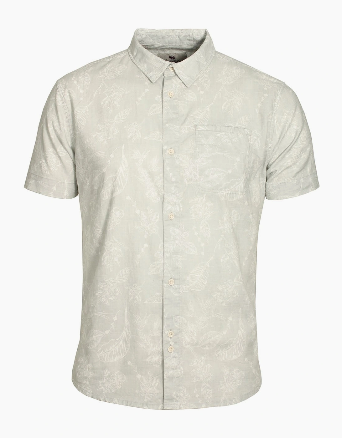Bellfield Men's Antares Short Sleeve Floral Print Shirt - Ice Blue - White - Size: MEDIUM