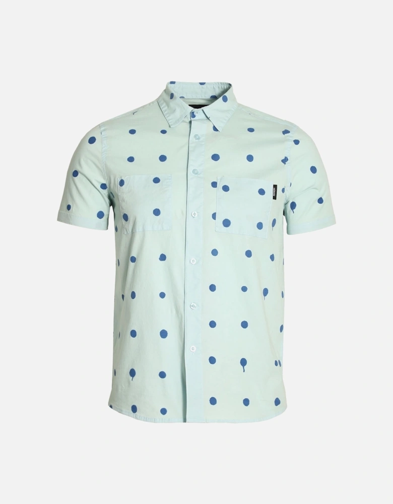 Polka Dot Short Sleeve Cotton Shirt | Blue