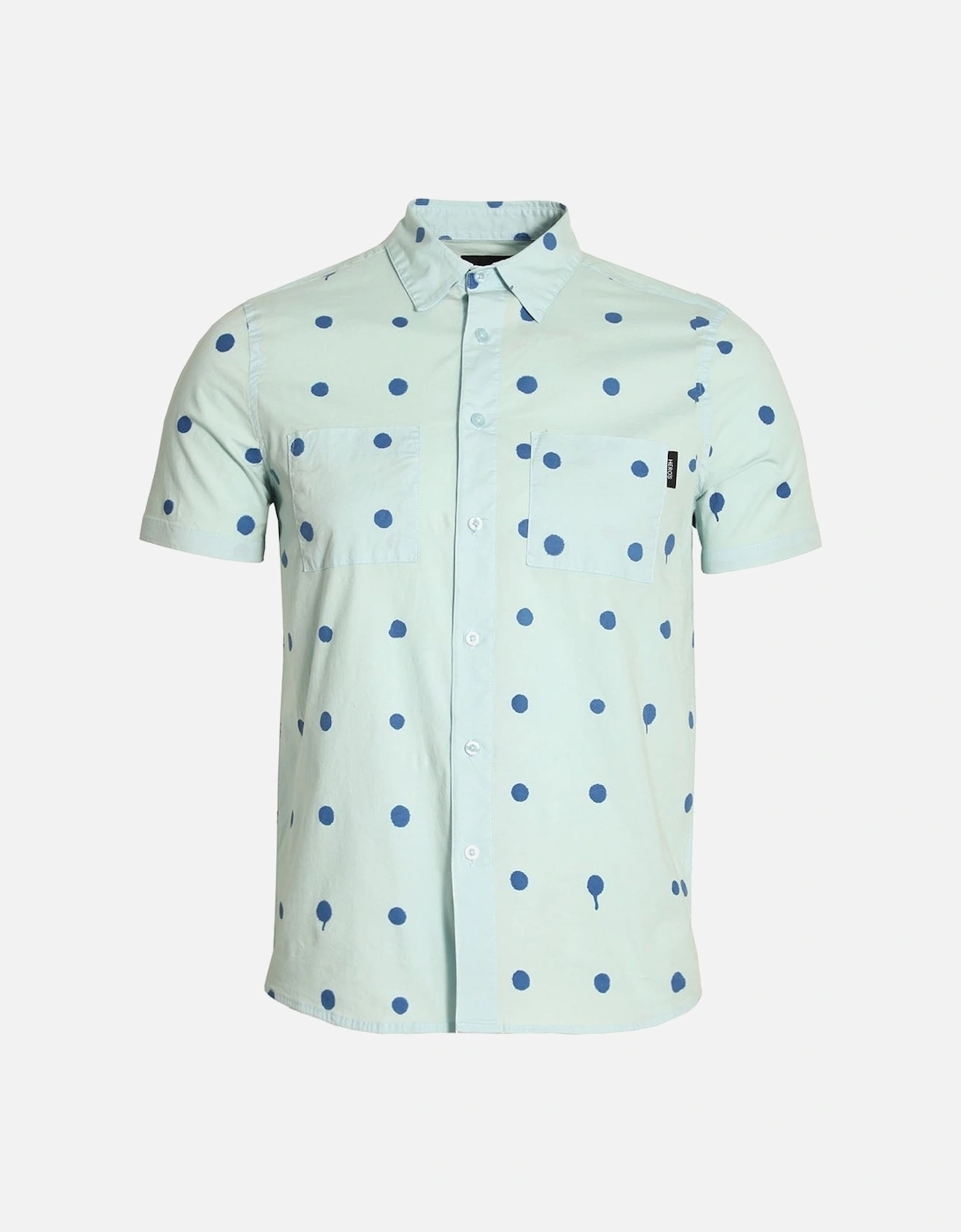 Polka Dot Short Sleeve Cotton Shirt | Blue, 3 of 2