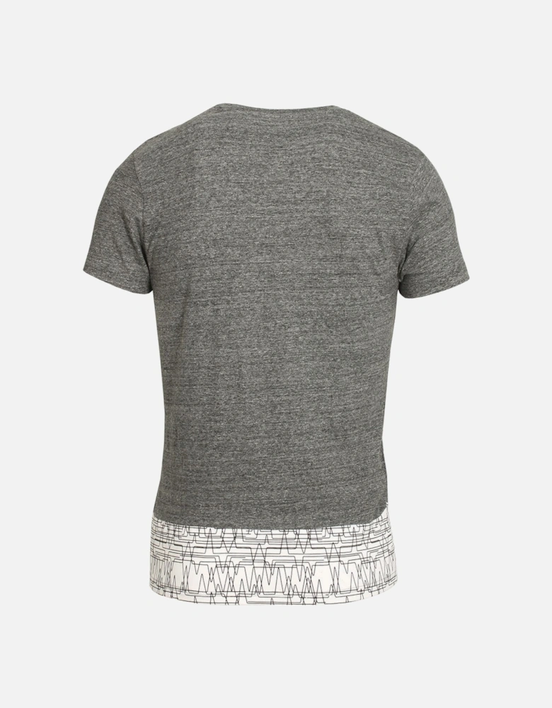 Asberg Splice T-Shirt With Linear Print - Grey Marl