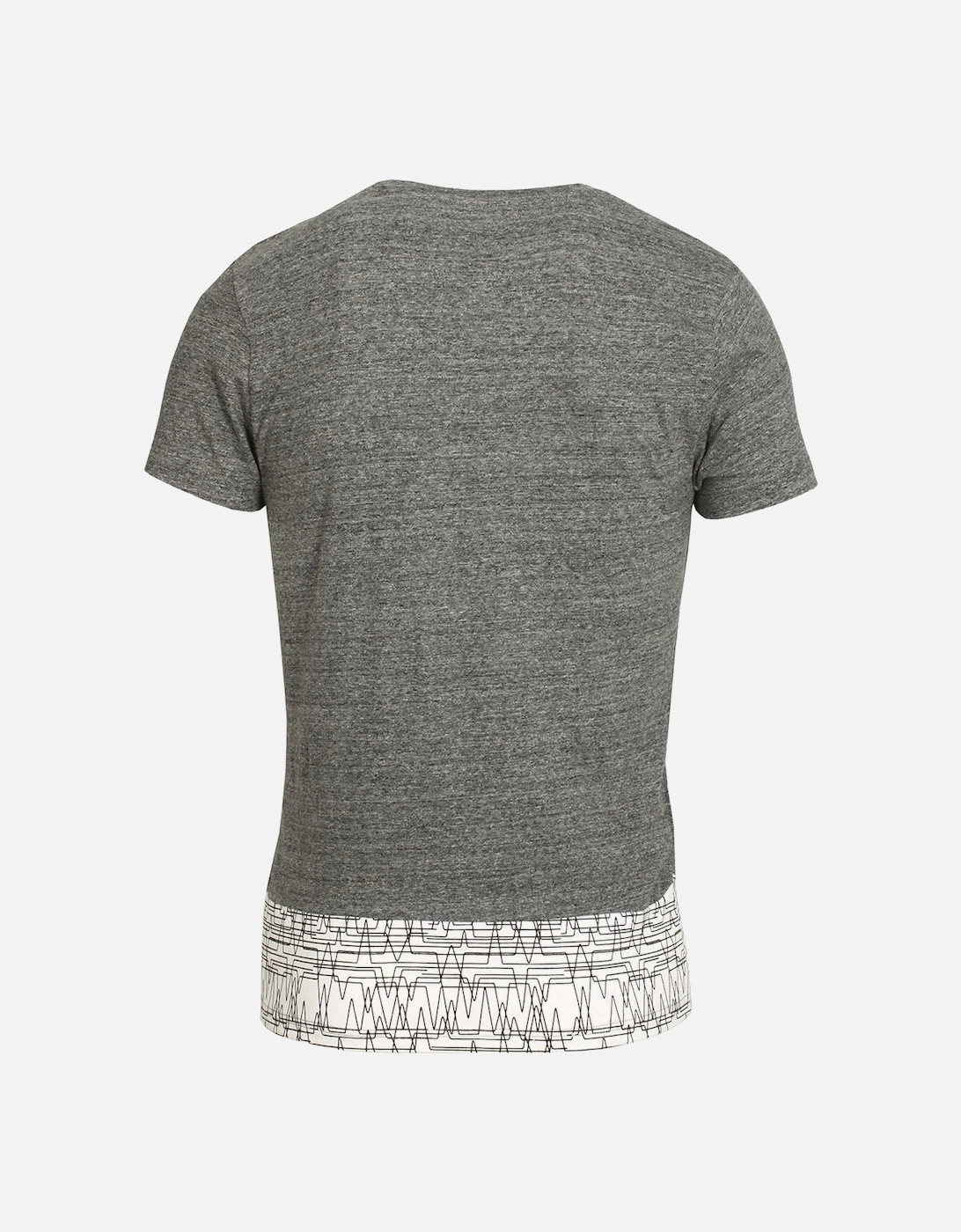 Asberg Splice T-Shirt With Linear Print - Grey Marl