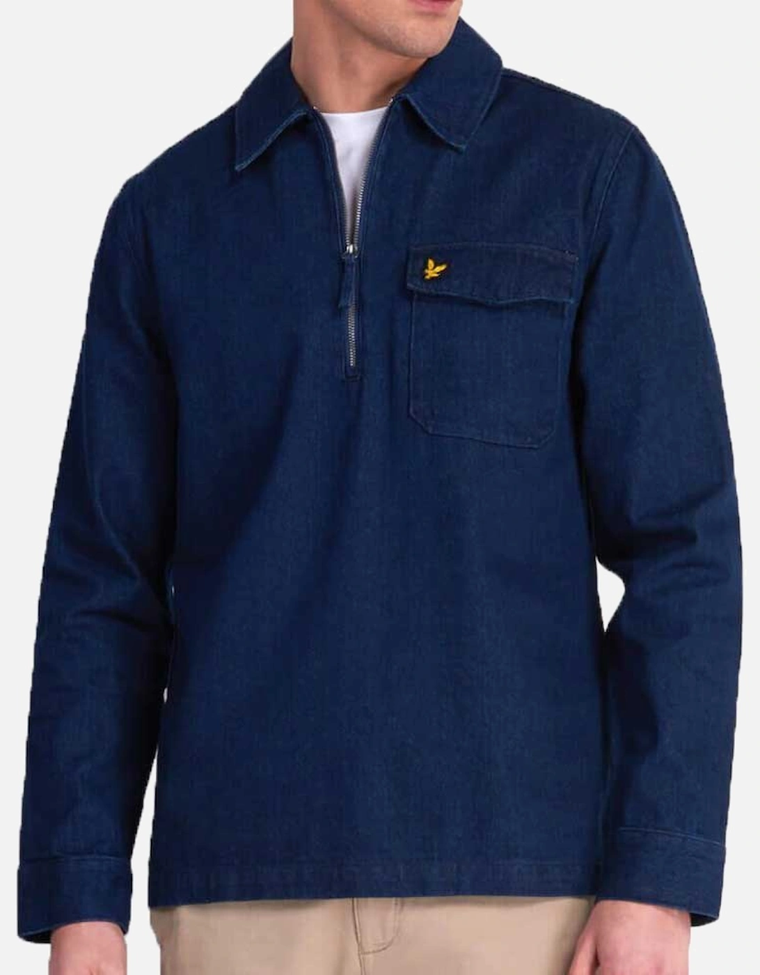 Indigo Blue Long Sleeve Shirt - Quarter Zip Overshirt, 5 of 4