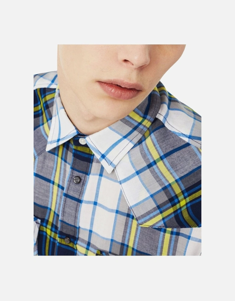 S-East-Long-F Shirt - White Blue