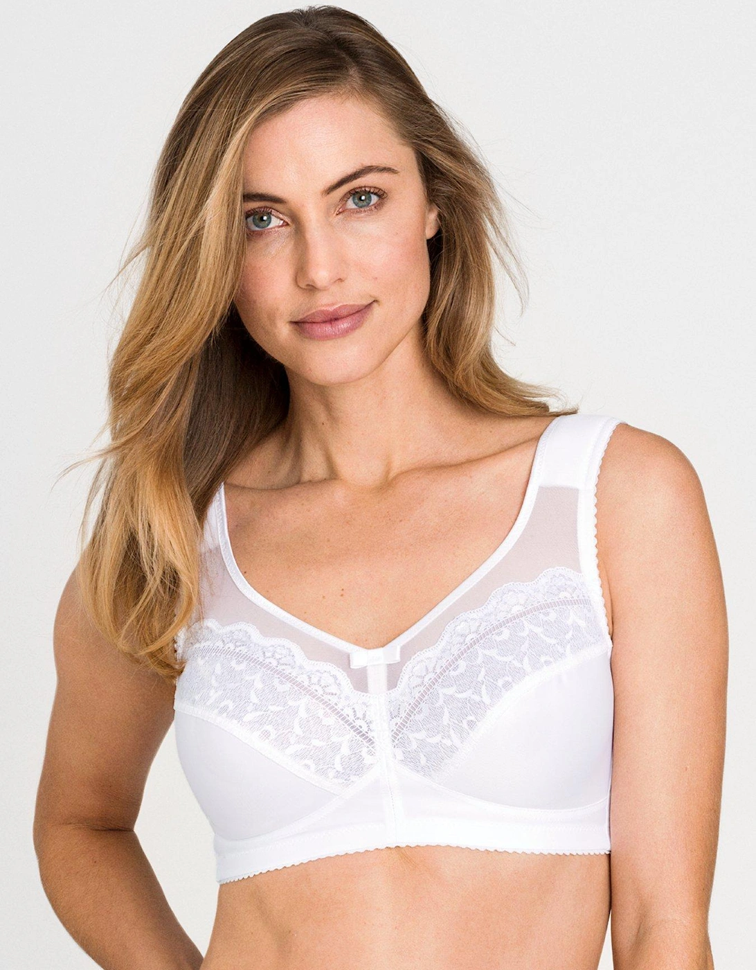 Happy Hearts None Wired Bra With Lace And Mesh - White, 2 of 1