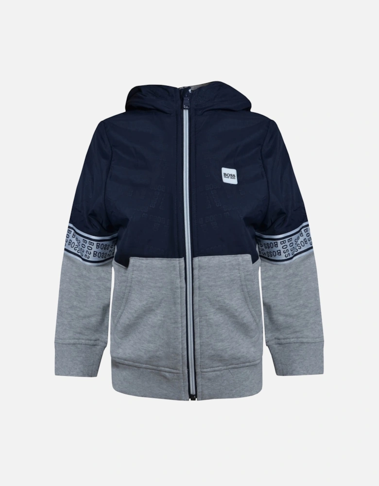 Boy's Grey/Navy Hooded Tracksuit Jacket