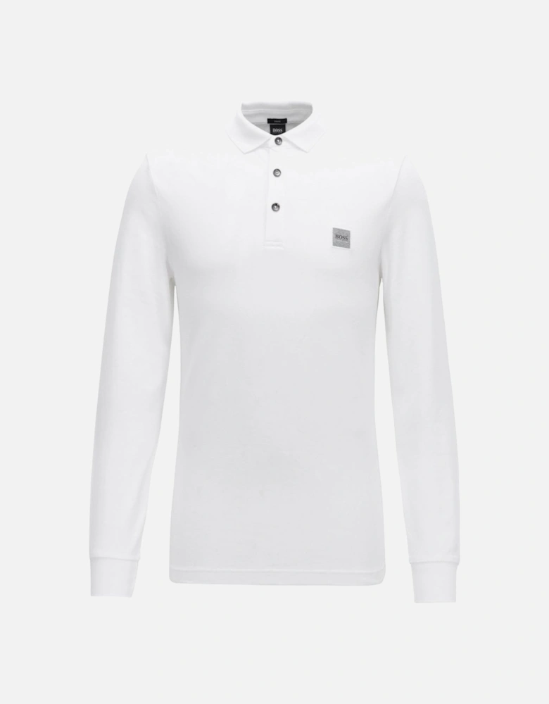 Slim Fit White Passerby Long Sleeved Polo Shirt