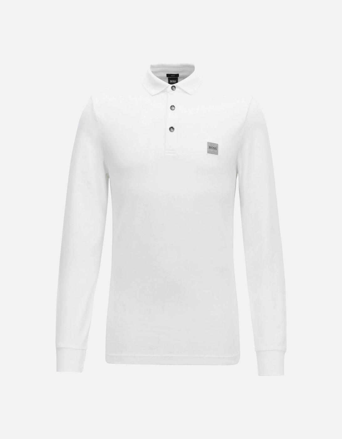 Slim Fit White Passerby Long Sleeved Polo Shirt, 3 of 2