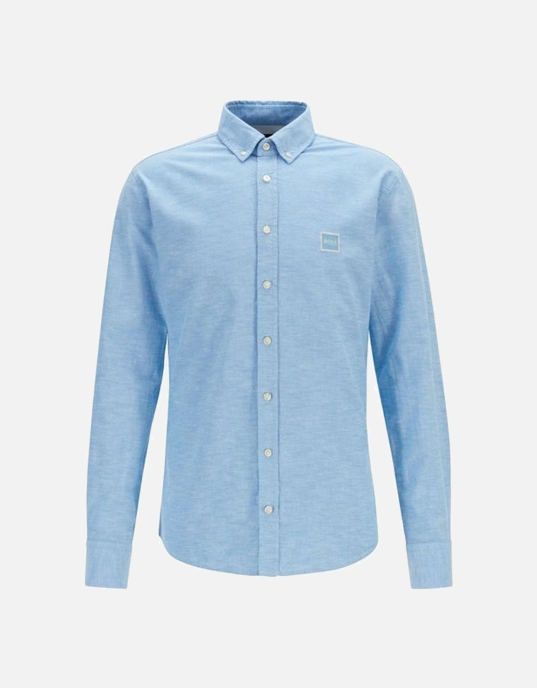 Casual Men's Slim Fit Open Blue Mabsoot Long Sleeved Shirt