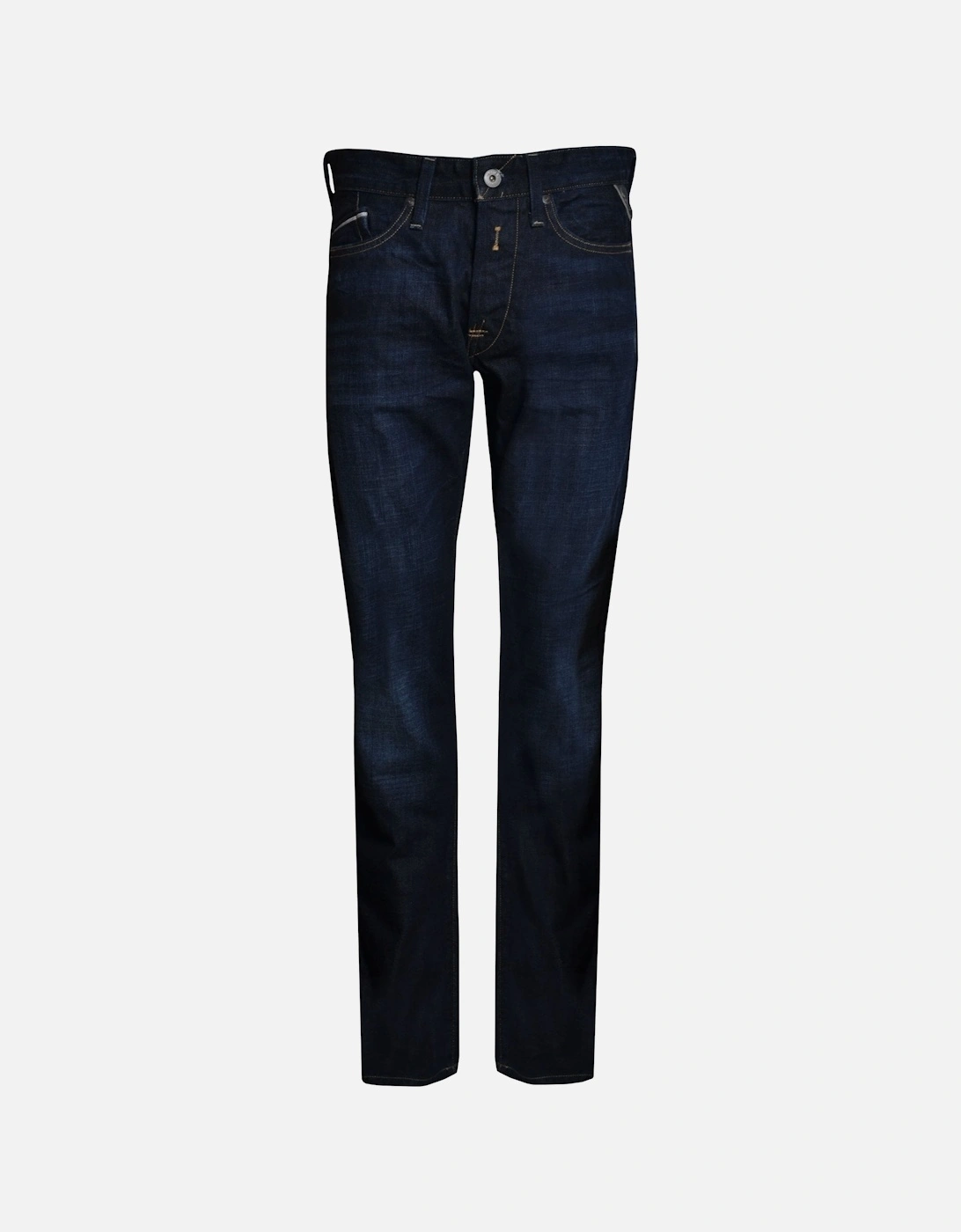 Men's Waitom Deep Blue Denim Regular Slim Jeans, 5 of 4