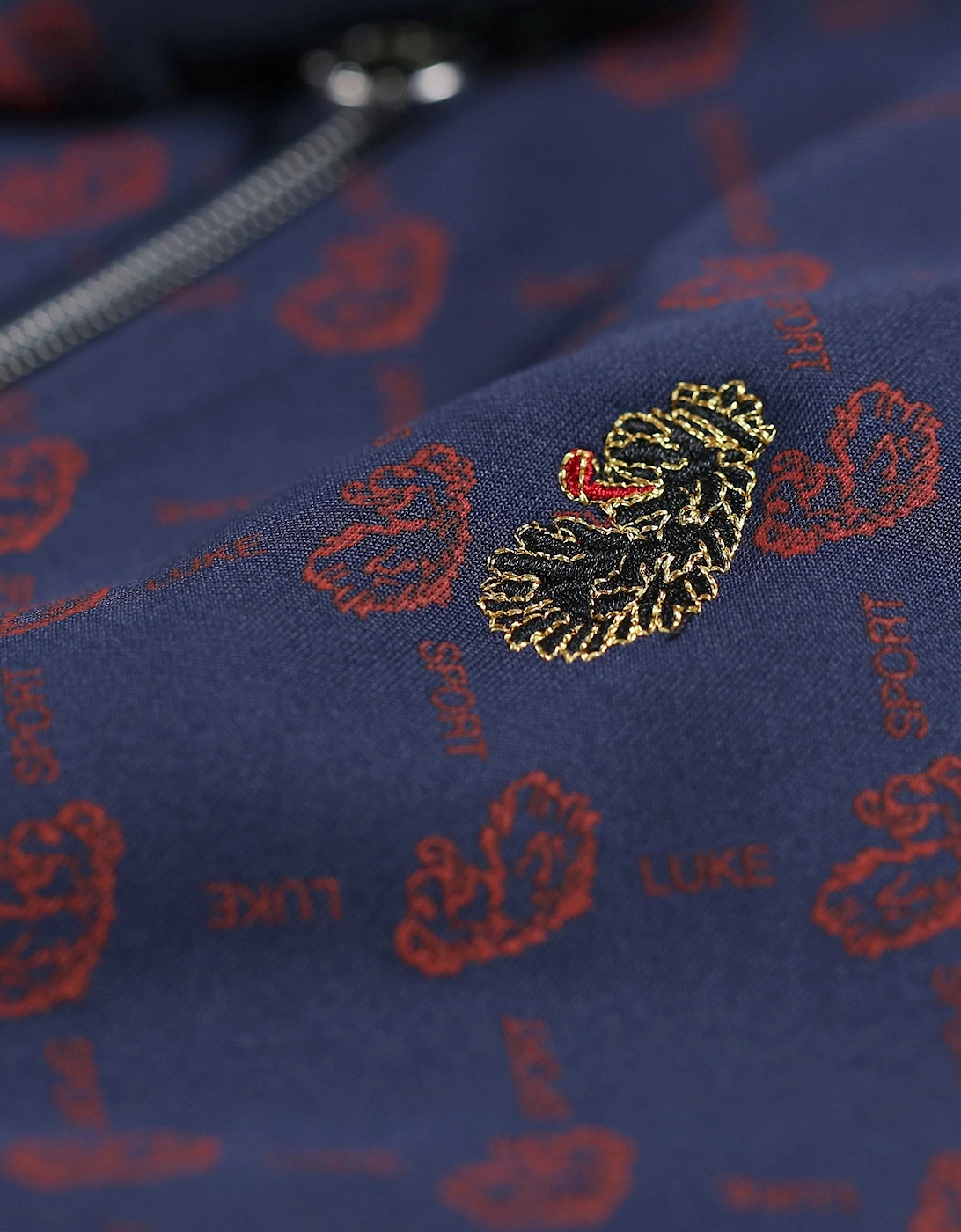 Lord Larry Overprinted Funnel Neck Track Jacket | Dark Navy