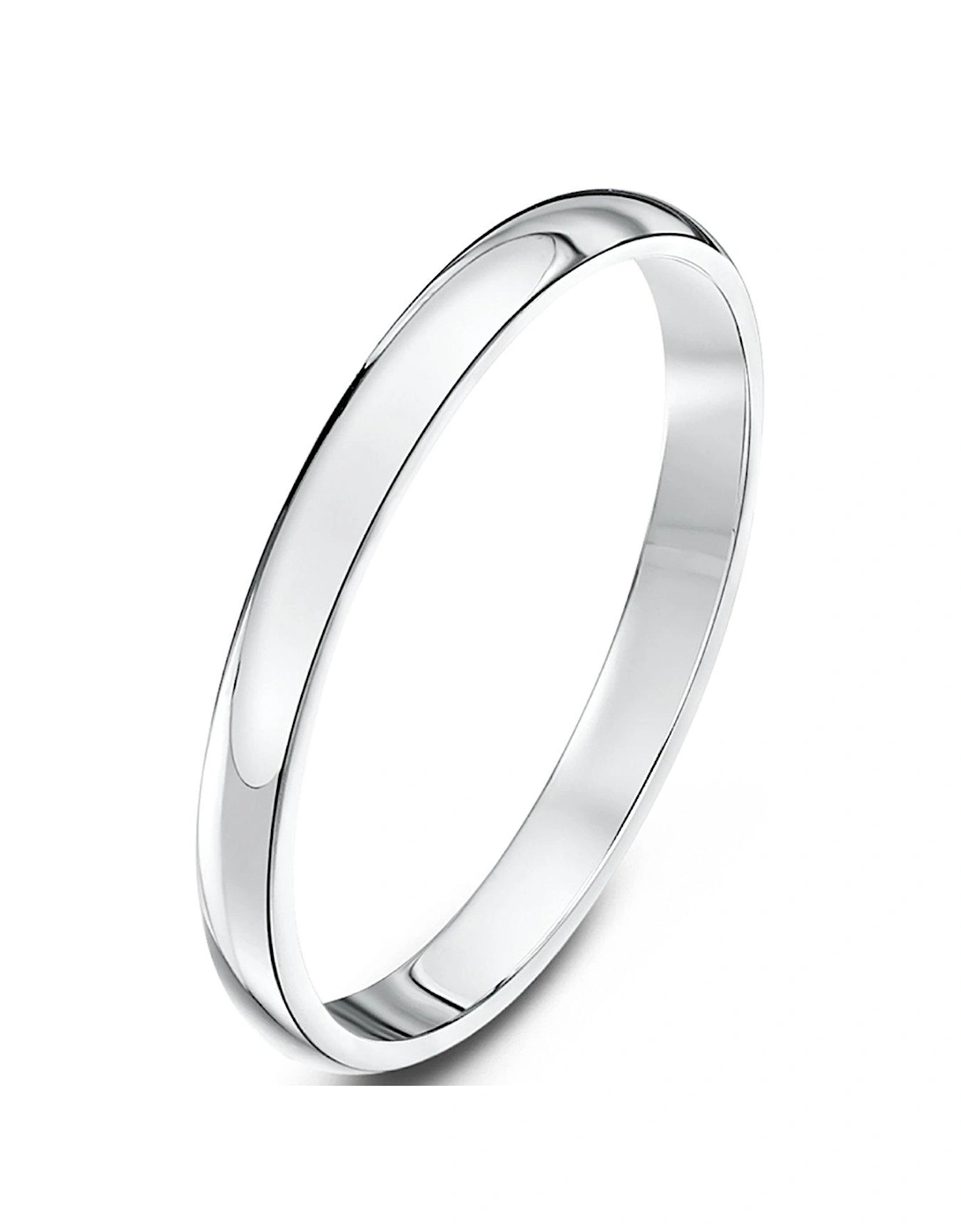 9ct White Gold 2mm Heavy D Shape Band, 2 of 1