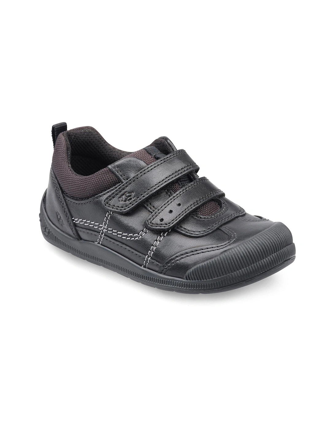 Boys Tickle Leather Riptape Durable First School Shoes - Black, 2 of 1