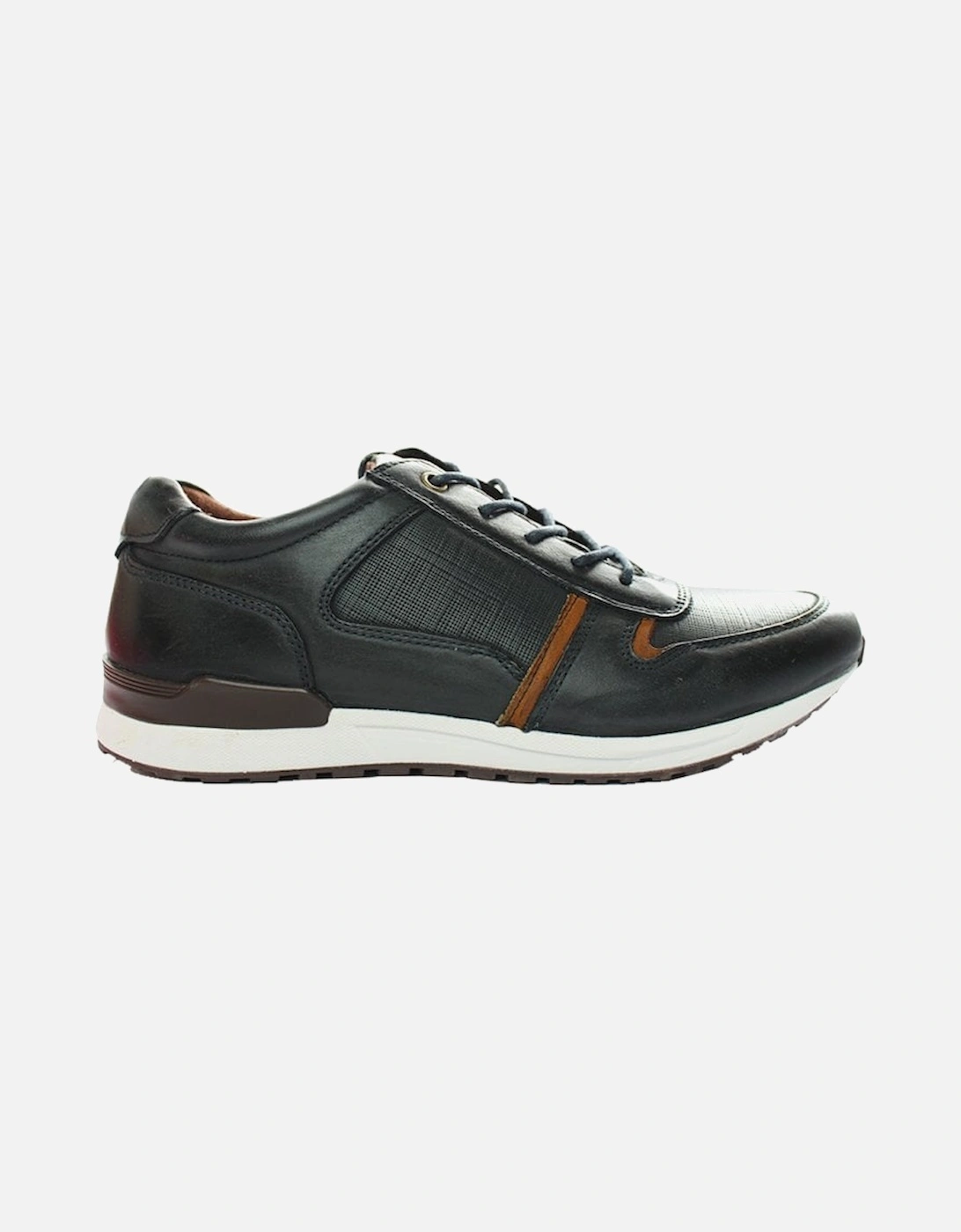Tiago Leather Trainer Shoe Navy, 3 of 2