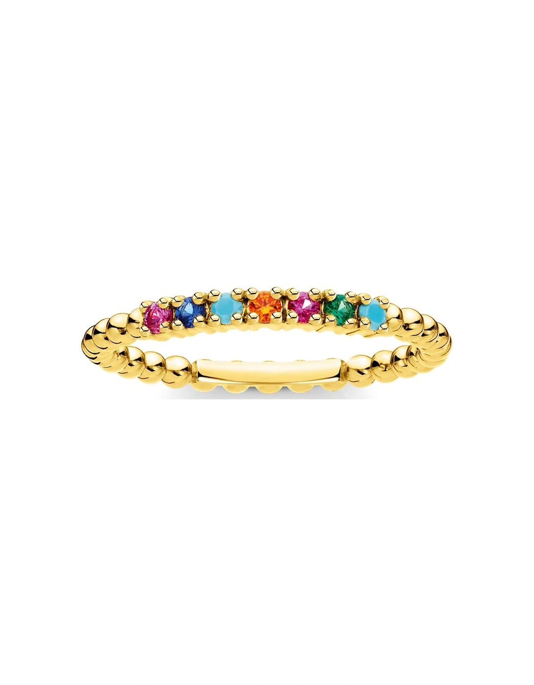 Gold Plated Sterling Silver and Multi Cubic Zirconia Stacking Ring, 2 of 1