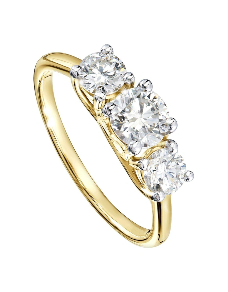 Audrey Created Brilliance™ 9ct Yellow Gold 1ct Lab Grown Diamond Three Stone Ring