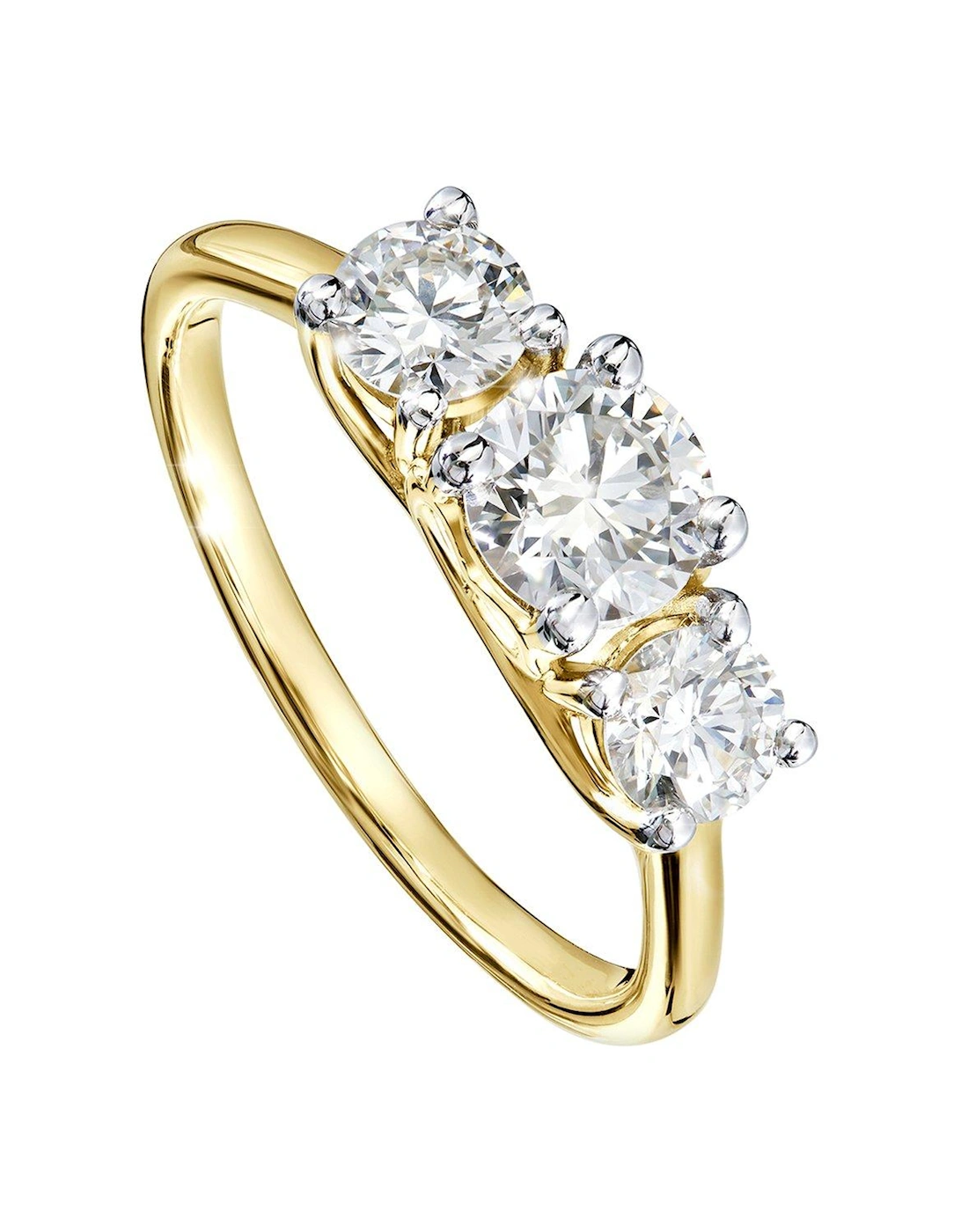 Audrey Created Brilliance™ 9ct Yellow Gold 1ct Lab Grown Diamond Three Stone Ring, 2 of 1