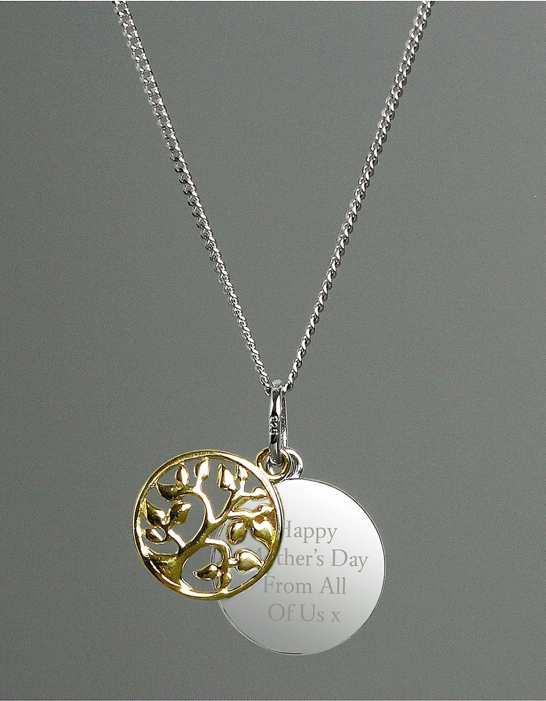 Personalised Family Tree Sterling Silver and 9ct Gold Plated Pendant Necklace, 2 of 1