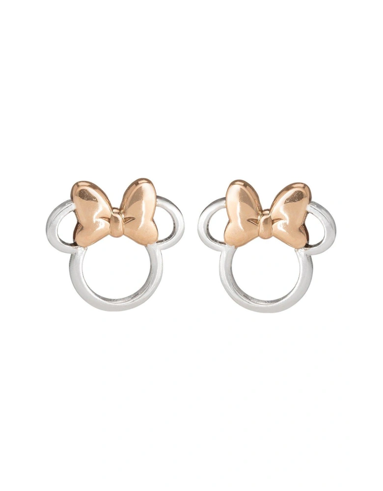 Minnie Mouse Sterling Silver and Rose Gold Bow Stud Earrings