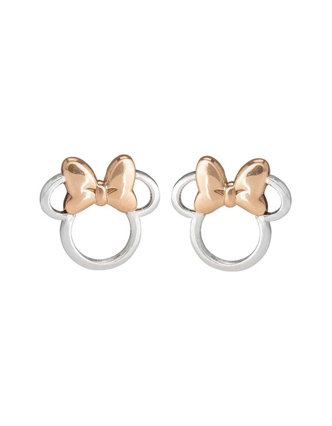 Minnie Mouse Sterling Silver and Rose Gold Bow Stud Earrings, 2 of 1