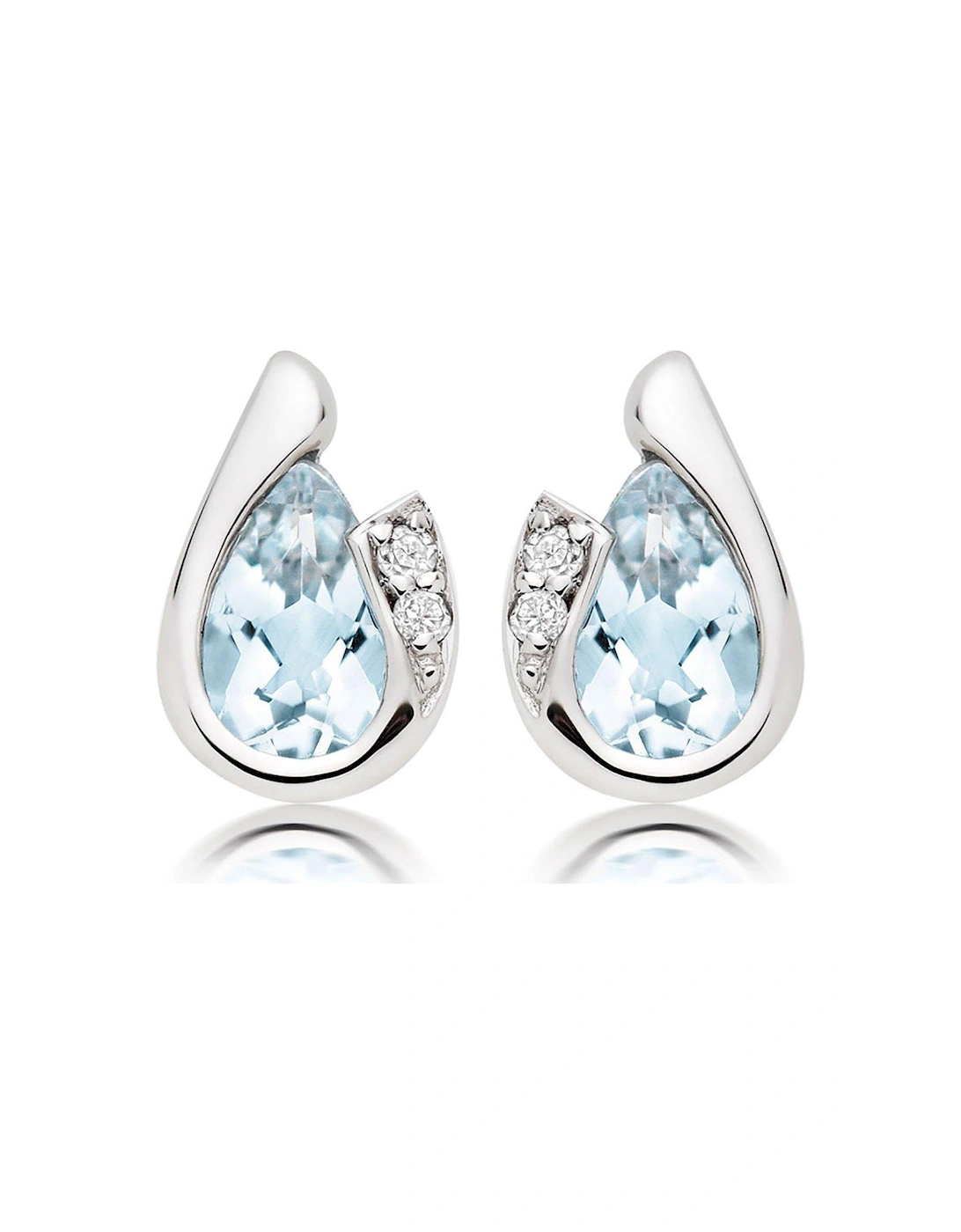 9ct White Gold Diamond Aquamarine Earrings, 2 of 1