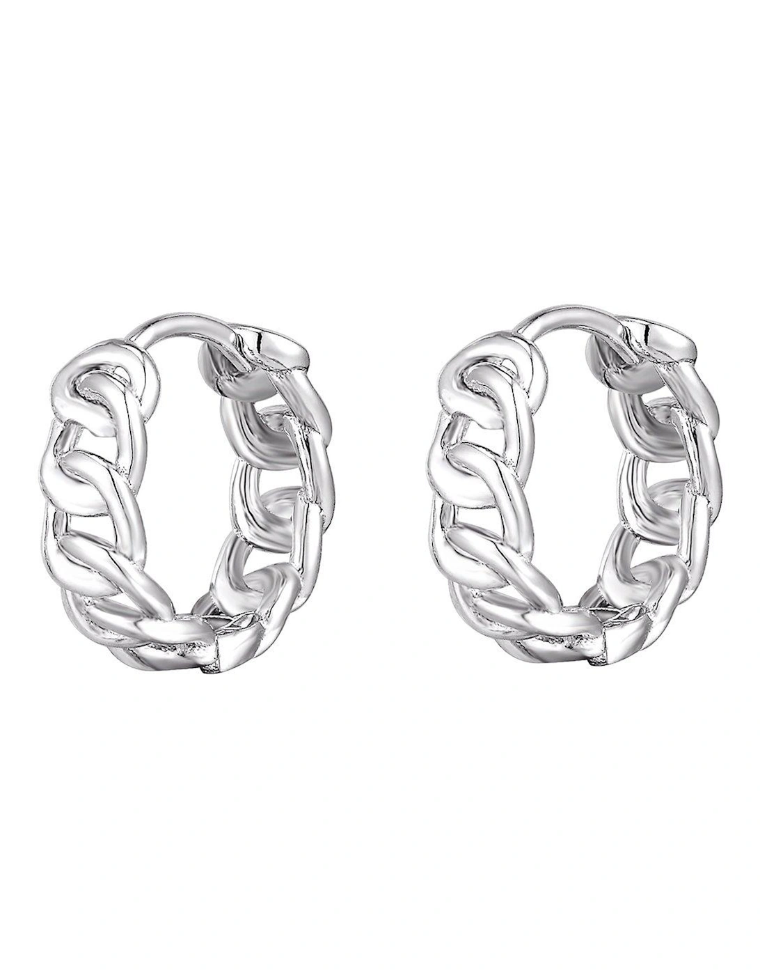 Sterling Silver Interlinking Chain Style Huggie Hoop Earrings, 3 of 2