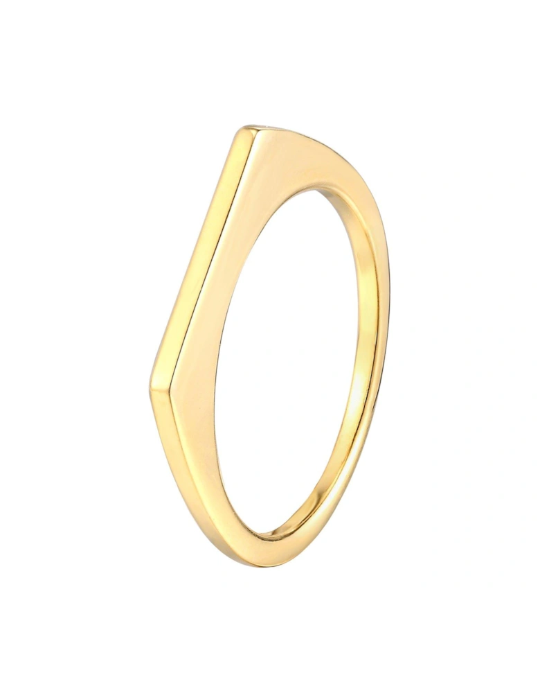 18ct Gold Plated Sterling Silver Thin Square Edge Stacking Ring