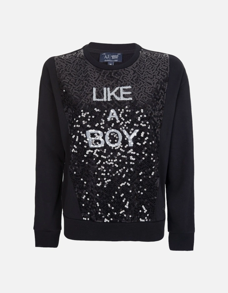 Womens 'Like a Boy' Sequin Sweater