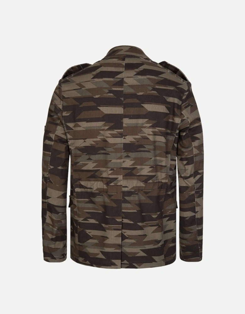 Hugo By Atalo-T Regular Fit Geometric Camouflage Jacket Khaki