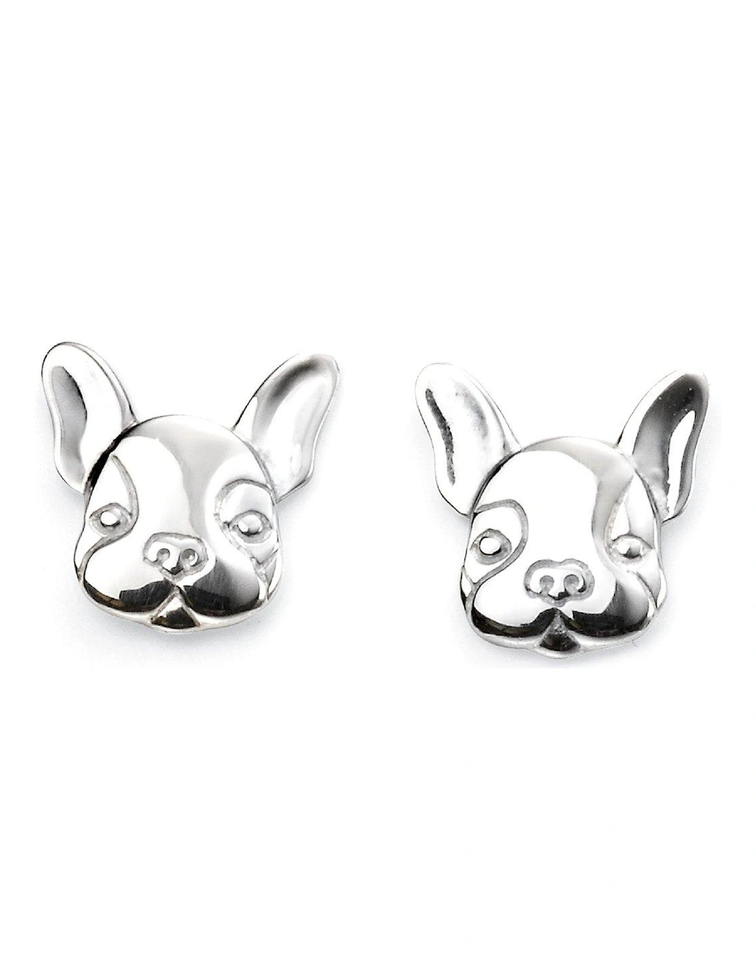 Sterling Silver French Bulldog Stud Earrings, 2 of 1