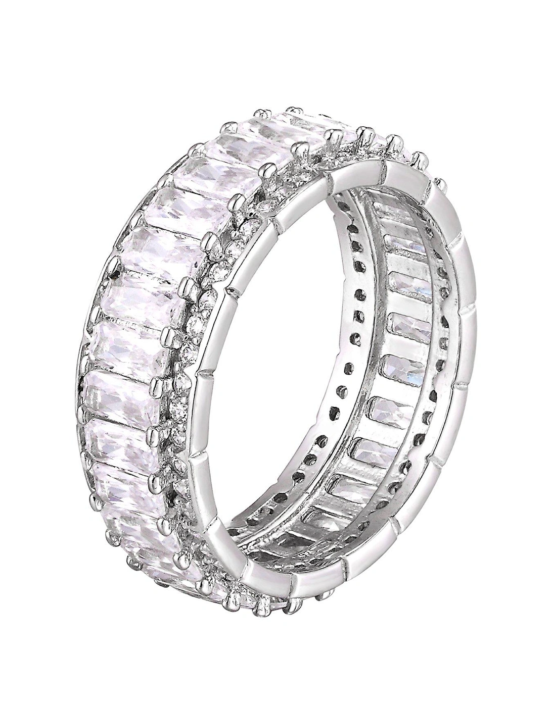 Sterling Sliver Cubic Zirconia Baguette Stone Eternity Ring, 3 of 2