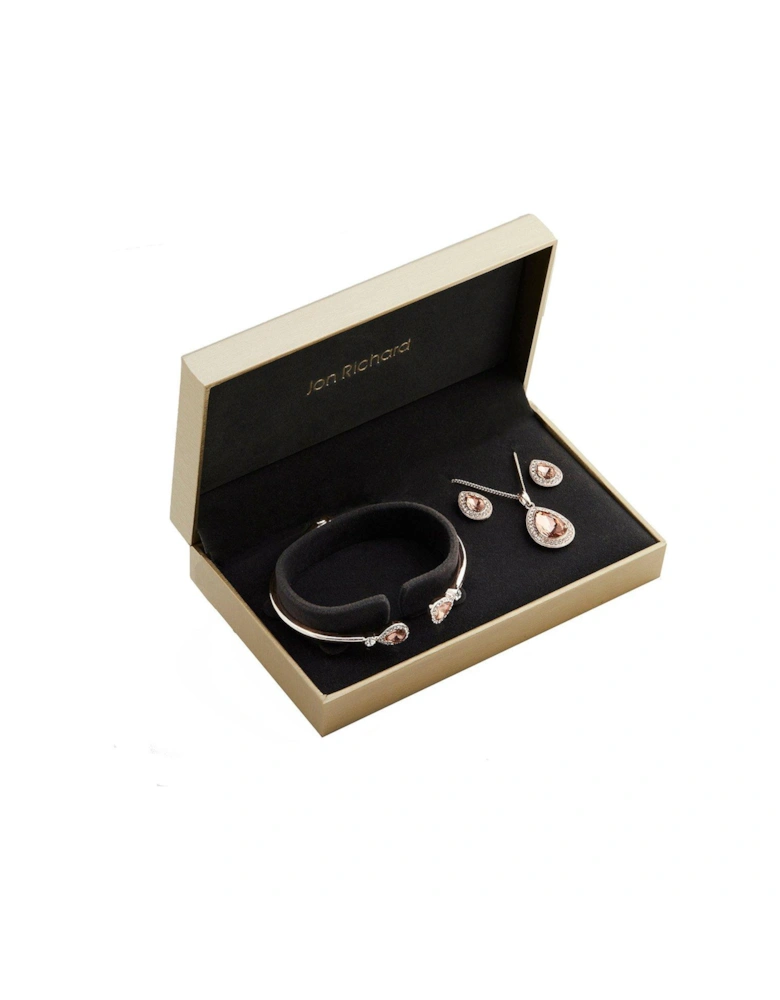 Rose Gold Plated Pink Pear Trio Set