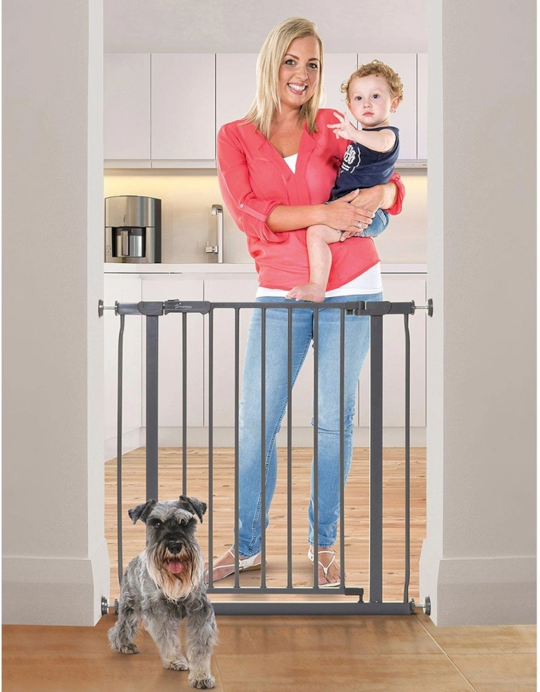 Ava Metal Safety Gate with Stay-Open Feature (75-81cm) - Charcoal