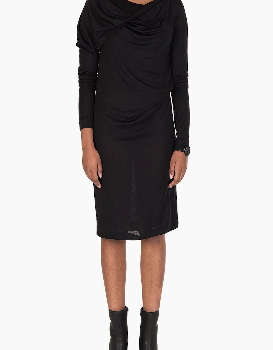 Maison Margiela Maison Margiela Women's Wool Silk Mix Ribbed Black Dress