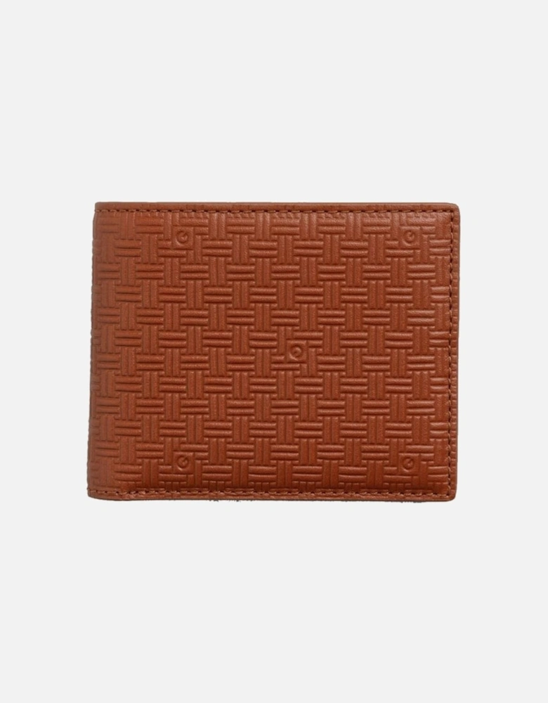 Mens Leather Signature Weave Wallet Tan