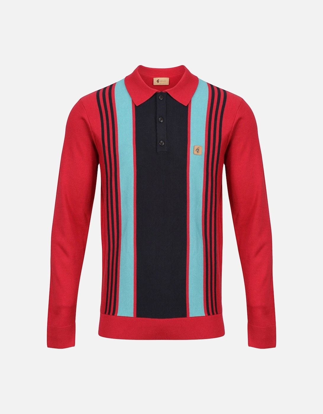 Searle Long Sleeve Stripe Front Polo Shirt | Lava, 4 of 3