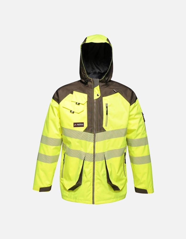 Mens Hi-Vis Waterproof Reflective Parka Jacket