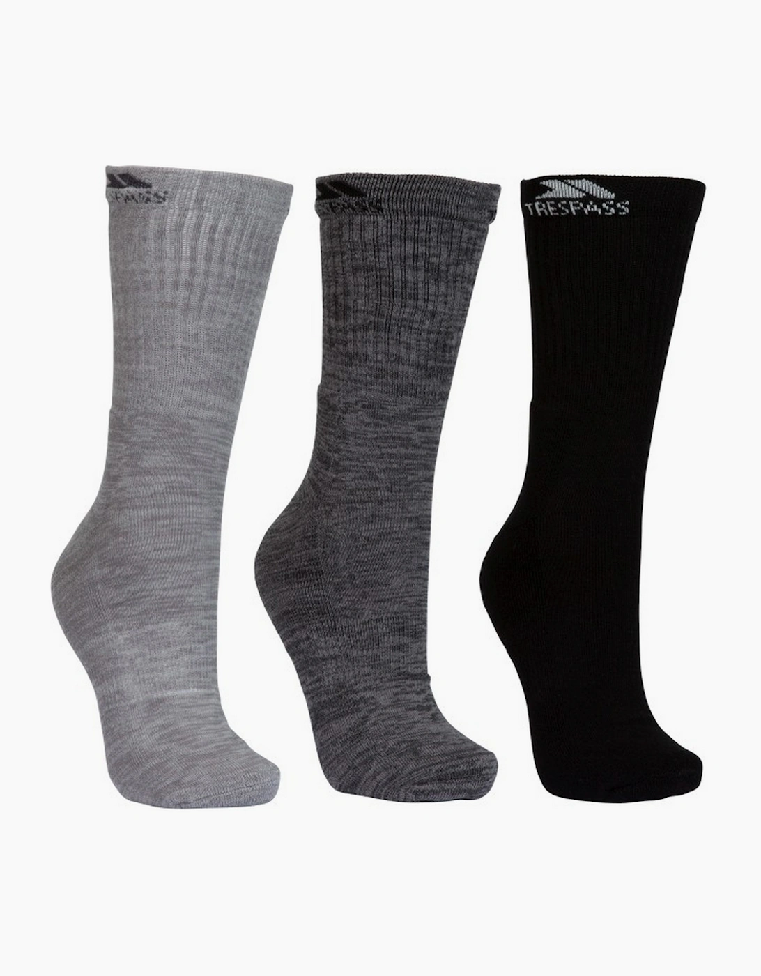 Trespass Men's Grey Jackbarrow Trekking Socks (Pack Of 3)  7/7.5/8/8.5/9/9.5/10/10.5/11 Uk Size 7-11