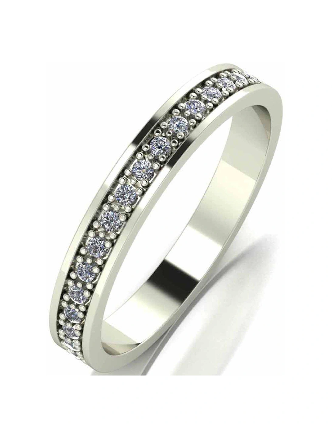 9ct White Gold 15 Point Diamond Set 3mm Wedding Band Ring, 3 of 2